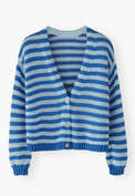 Streifen-Cardigan, Kobalt/Himmelblau, webstill