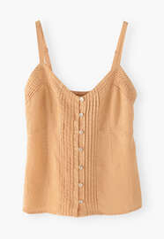 Camisole mit Biesen, Warmes Pfirsichrosa, webstill