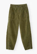 Entspannt geschnittene Karotten-Cordhose, Dunkles Khaki, webstill