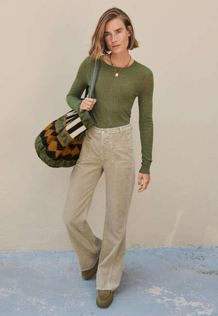 Pullover im Spitzenmuster, Moosgr&uuml;n, completeTheLook