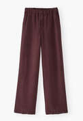 Hose mit weitem Bein, Aubergine, webstill