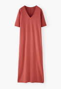 Kleid mit V-Ausschnitt, Erdbeere, webstill