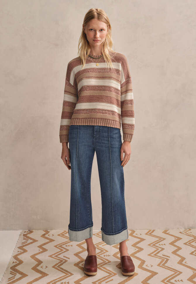 Gestreifter Pullover, Rauchiges Rosenholz, completeTheLook