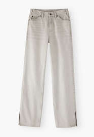 Jeans mit geteiltem Saum, Hellgrau, webstill