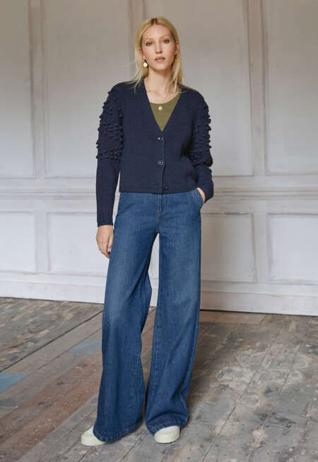 Lange Jeans mit weitem Bein, Dunkle Waschung, completeTheLook