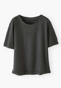 Kastiges T-Shirt, Kohlschwarz, webstill