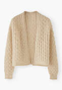 Cardigan mit Zopfmuster, Hafer, webstill
