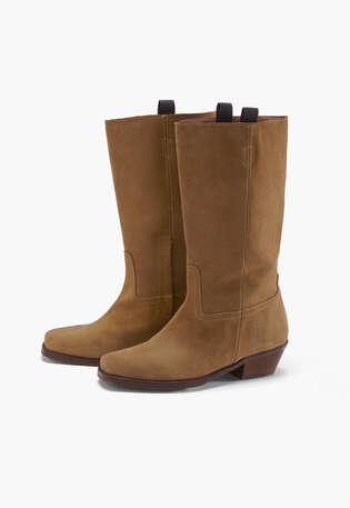 Stiefel mit eckiger Zehenpartie, Zimt, webstill
