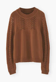 Pullover mit eingestricktem Muster, Rostiges Braun, webstill