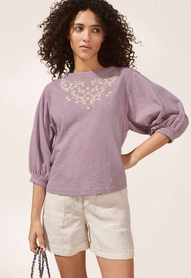 Besticktes Sweatshirt, Lavendel, completeTheLook