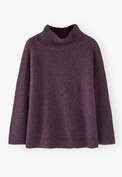 Pullover mit hohem Kragen, Aubergine, webstill