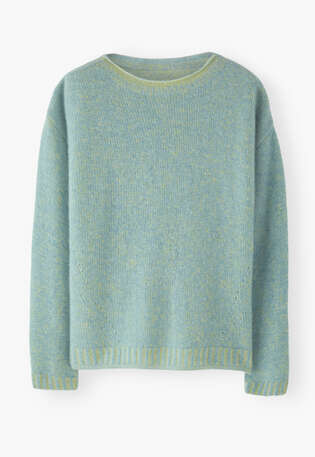 Plattierter Pullover, Kornblume, webstill