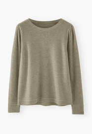 Pullover mit Puff&auml;rmeln, Salbei meliert, webstill