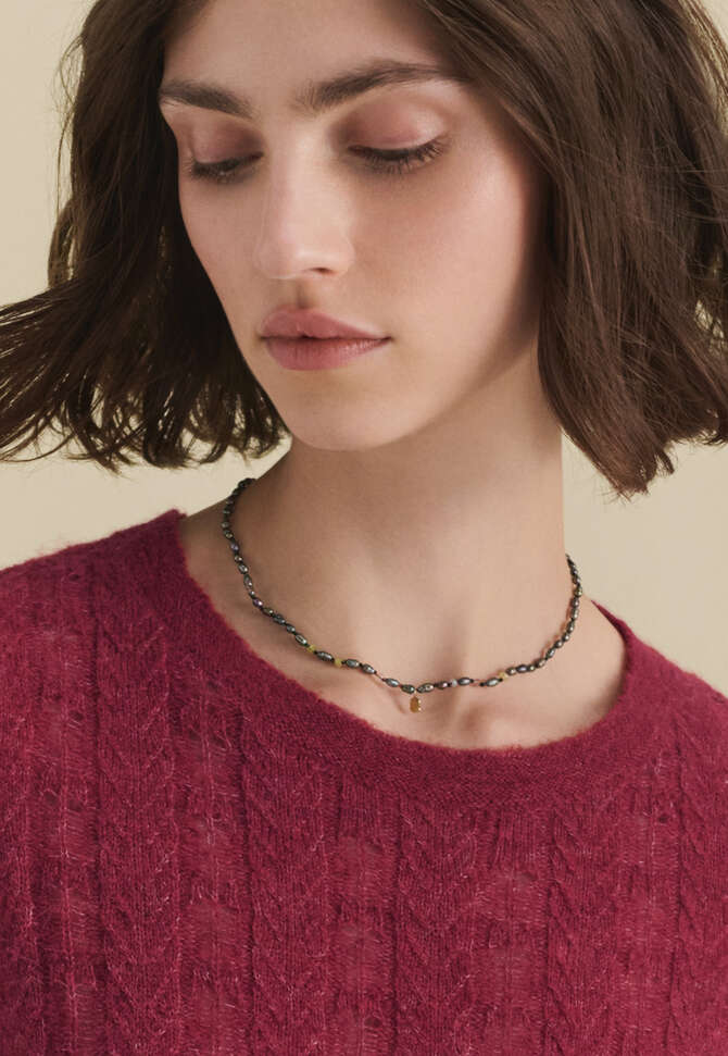 Perlenkette, Schwarzes Perlmutt, completeTheLook