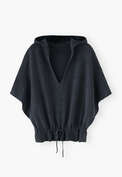 Strickponcho, Tiefes Tintenblau, webstill