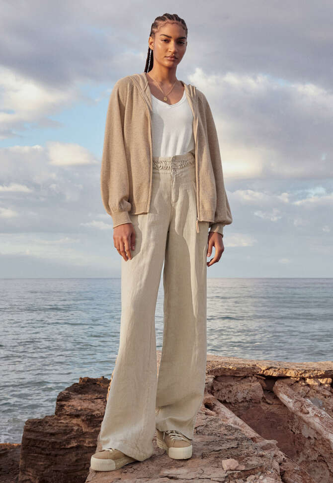 Hose mit weitem Bein, Stein, completeTheLook