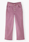 Jeans mit geradem Bein und ausgelassenem Saum, Helles Orchideenrosa, webstill