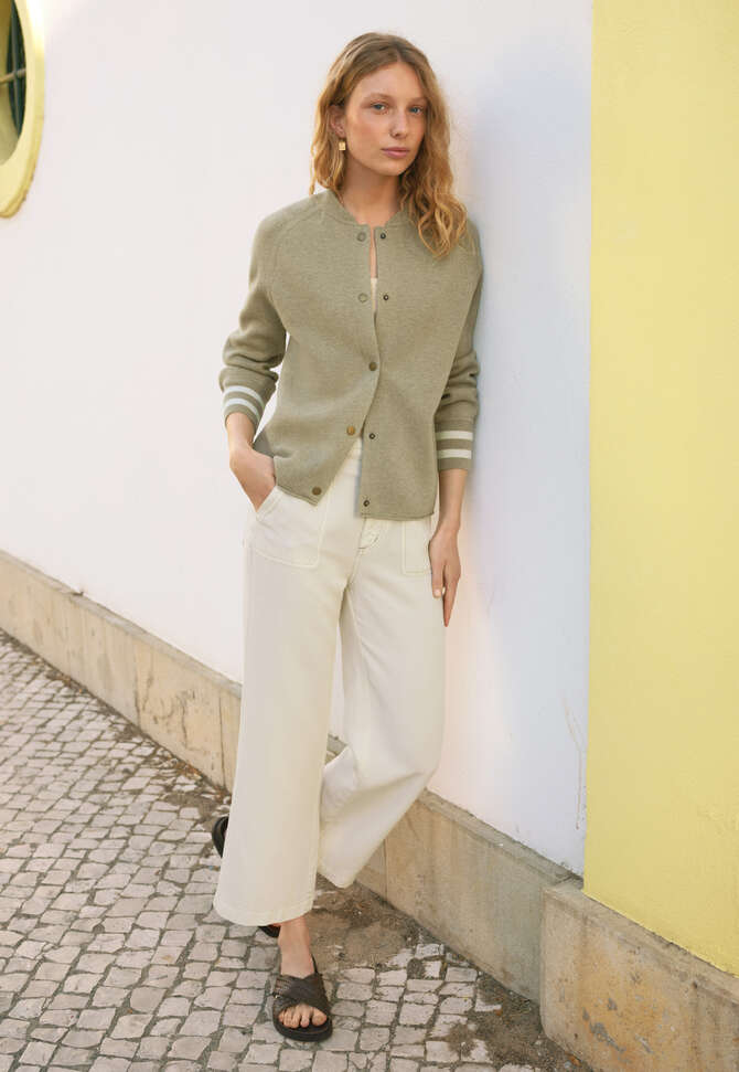 Gestrickte Jacke, Helles Khaki, completeTheLook