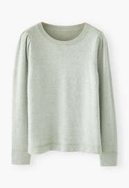 Pullover mit Puff&auml;rmeln, Enteneiblau meliert, webstill