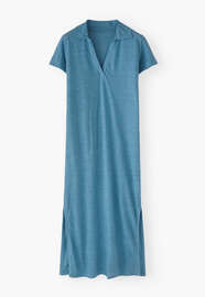 Polo-Shirt-Kleid, Leuchtblau, webstill