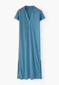 Polo-Shirt-Kleid, Leuchtblau, webstill