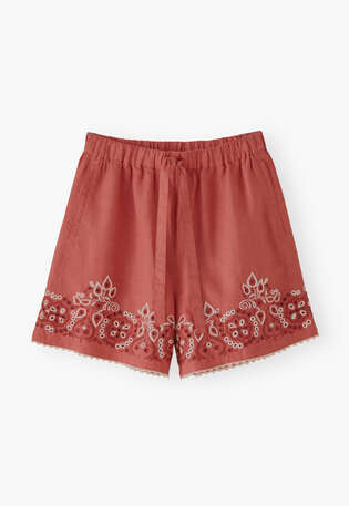 Broderie-Shorts, Zartes Rot, webstill