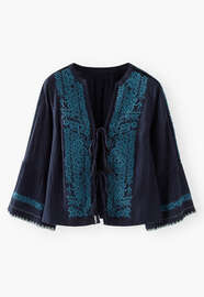 Bluse mit Bindeband, Tinte, webstill