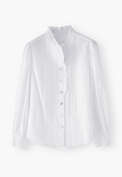 Broderie-Bluse mit R&uuml;schenkragen, Wei&szlig;, webstill