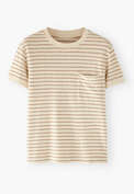 Gestreiftes T-Shirt, Elfenbein/Salbei, webstill
