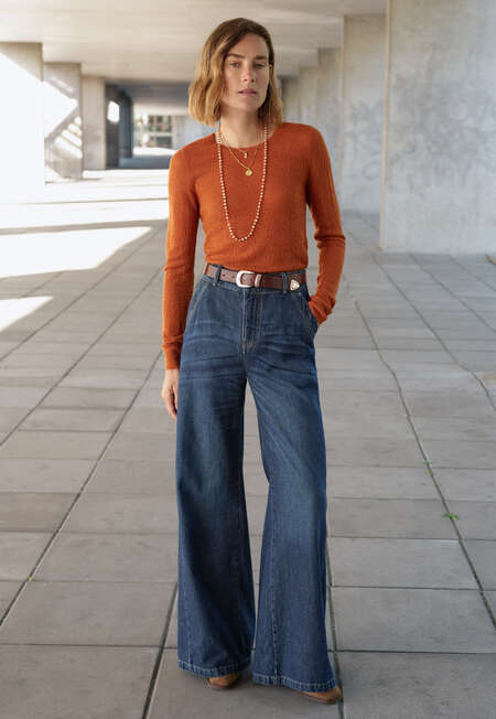 Jeans mit weitem Schlag, Dunkles Ozeanblau, completeTheLook