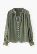 Samtbluse mit Cutwork, Meeresgr&uuml;n, webstill