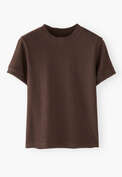 T-Shirt aus geripptem Jersey, Espresso, webstill