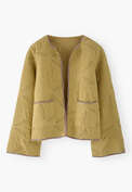 Steppjacke mit G&auml;nsebl&uuml;mchen, Oliv, webstill