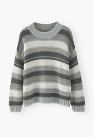 Gestreifter Pullover, Graugr&uuml;n, webstill