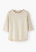 Loopback-T-Shirt, Elfenbein, webstill
