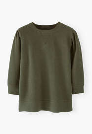 Sweatshirt mit Falten&auml;rmeln, Dunkelgr&uuml;n, webstill