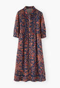 Bedrucktes Kleid, Tinte/Koralle, webstill