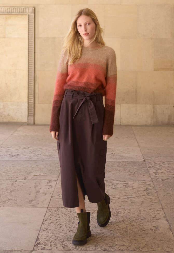 Langer Cargo-Rock, Dunkle Pflaume, completeTheLook