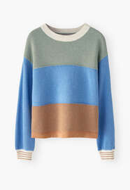 Piqu&eacute;-Strickpullover, Kobalt/Aprikose, webstill
