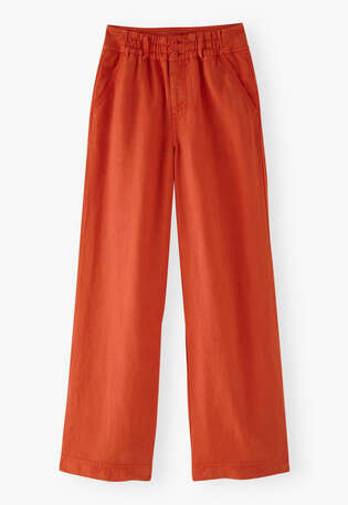 Hose mit weitem Bein, Zinnoberorange, webstill