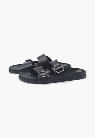 Schnallen-Sandalen, Blauschwarz, webstill
