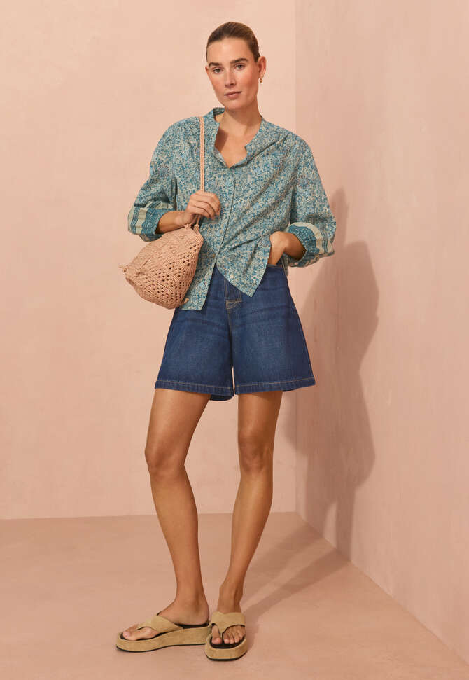 Boyfriend-Hemd mit Print, Blau/Stein, completeTheLook