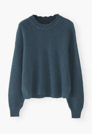 Rippstrickpullover, Aquamarin, webstill
