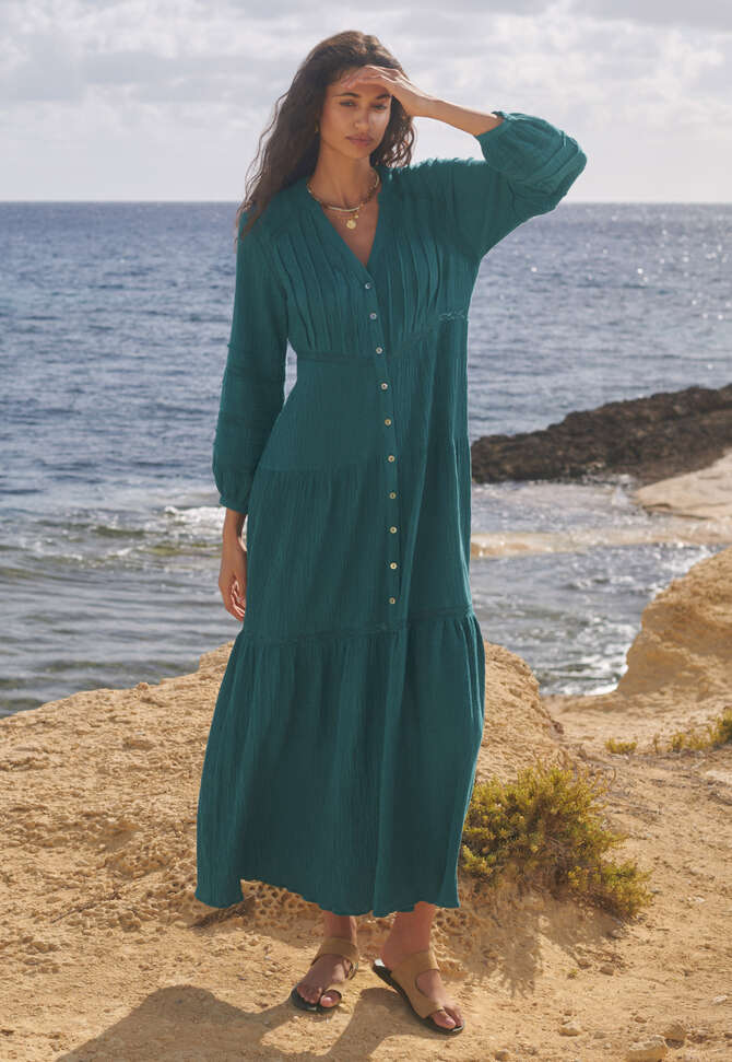 Maxikleid, St&uuml;rmisches Aquamarin, completeTheLook