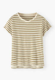 Gestreiftes T-Shirt, Goldenes Oliv, webstill