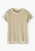 Gestreiftes T-Shirt, Goldenes Oliv, webstill