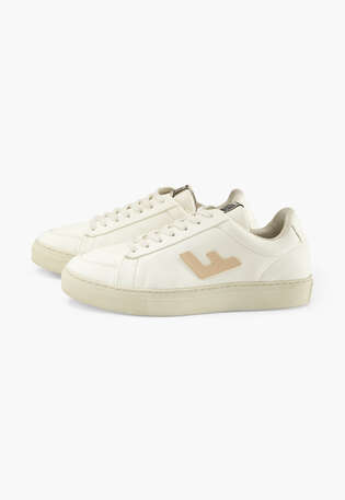 Schn&uuml;r-Sneaker, Wei&szlig;/Pfirsich, webstill
