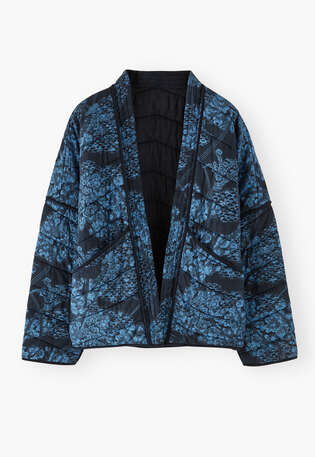 Gesteppte Jacke mit Print, Indigo, webstill