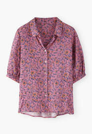 Bedruckte Bluse, Pink, webstill