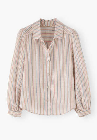 Gestreifte Bluse, Perle/Ros&eacute;, webstill